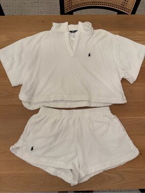 Ralph Lauren White Polo Terry Set - Cropped Top & Shorts